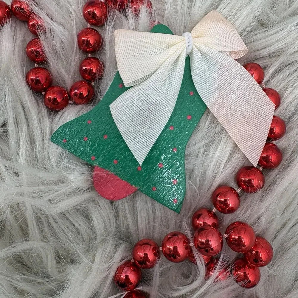 Vintage Festive Friends Christmas Garland‎ Red Beads 6 Ft Deer Snowman Mouse